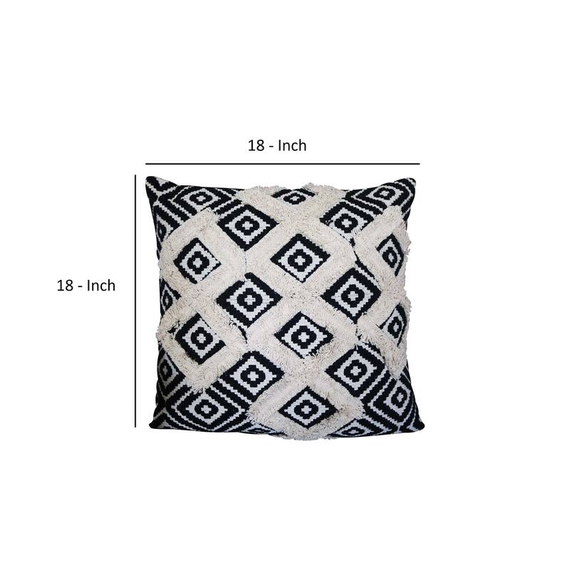 18 x 18 Handcrafted Square Jacquard Soft Cotton Accent Throw Pillow ...