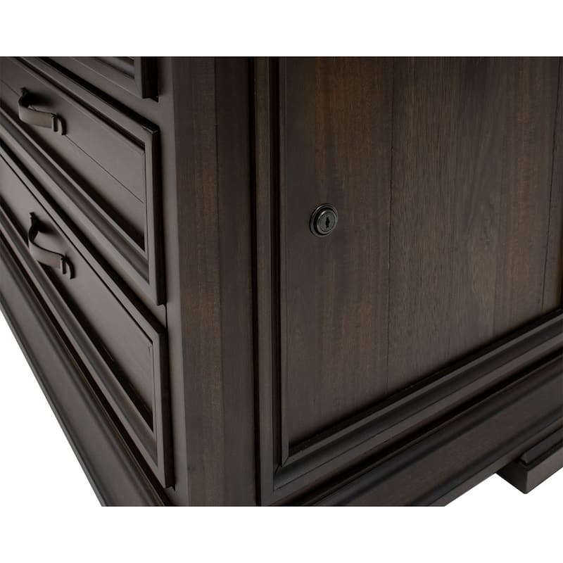Executive Bookcase Wall With Wood Ladder, Brown - 120"W x 94"H x 14"D