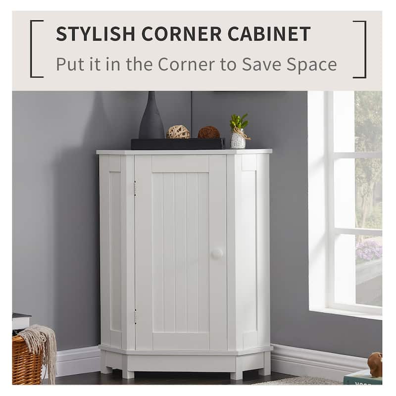 Bathroom Triangle Corner Storage Cabinet with Adjustable Shelf