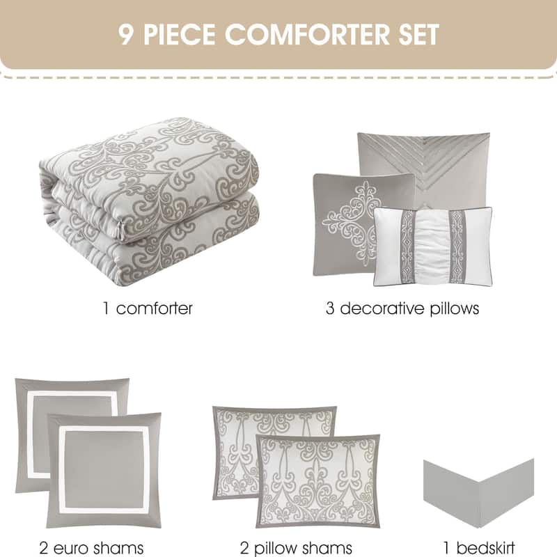Nanshing Angelique 9 Piece Traditional Scroll Comforter Ste