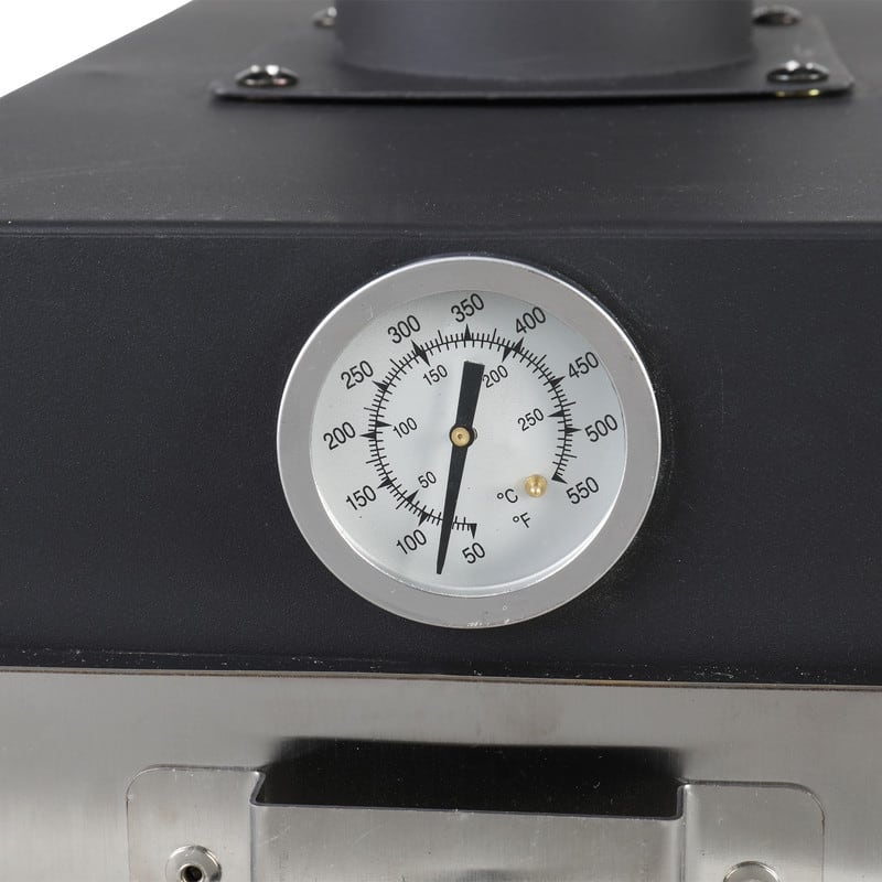 Freestanding Outdoor Wood-fired Pizza Oven with Thermometer and Wheels - N/A