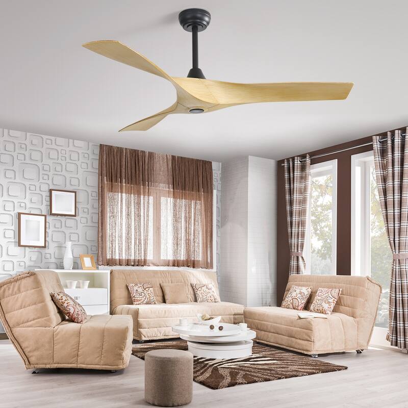 3 Blade Propeller Ceiling Fan for Living Room Bedroom, Indoor & Outdoor 52" Reversible Ceiling Fan with Remote, No Light, Black