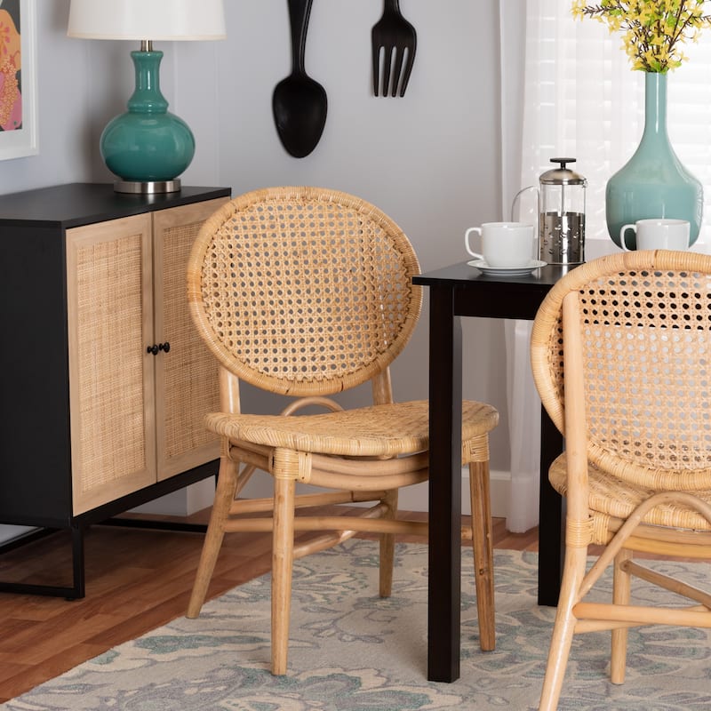 Osaka Modern Bohemian Natural Brown Rattan Dining Chair