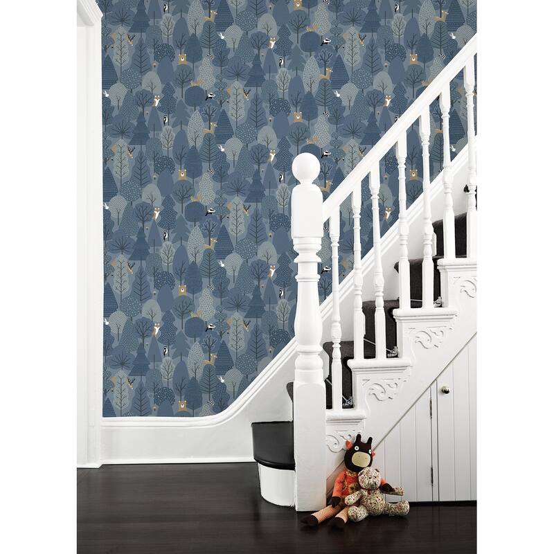 Chesapeake Quillen Indigo Forest Wallpaper - 20.9 x 396 x 0.025