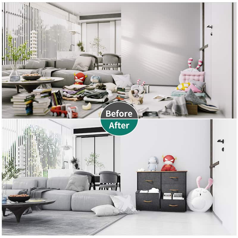 5-drawers Furniture Storage Chest Grey Dresser Organizer