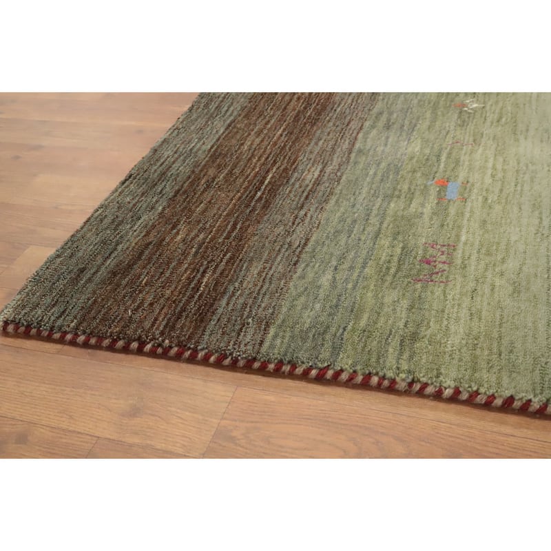Hand Knotted Oriental 100% Wool Carpet Tribal Animal Pictorial Multi-Colored Gabbeh Area Rug - 7' 11'' X 4' 6''
