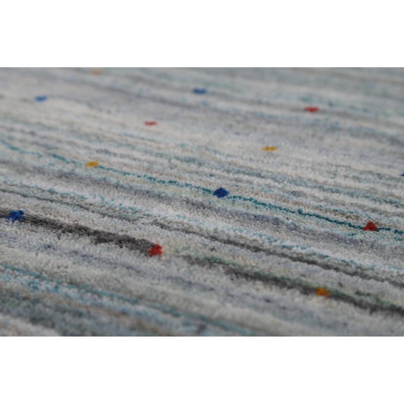 Striped Tribal Gabbeh Oriental Square Rug Handmade Wool Carpet - 9'9" x 9'8"