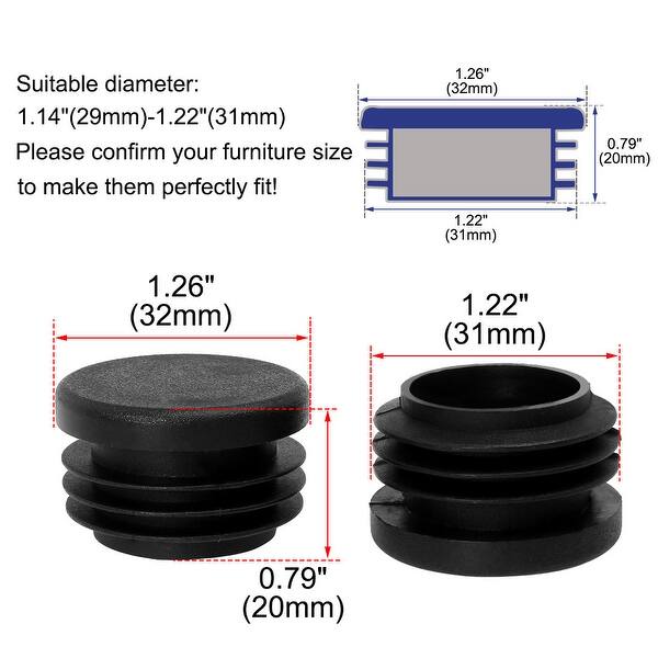 uxcell 40pcs Plastic Rectangle 20 x 80mm Tube Inserts Pipe Tubing End Covers Caps Furniture Glide Floor Protector Black 