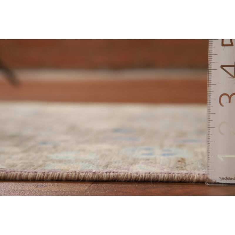 Hand Knotted Oriental 100% Wool Carpet Transitional All-Over Greys & Charcoal Oushak Runner Rug - 11' 8'' X 3' 0''