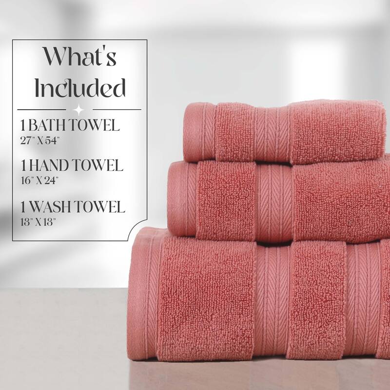 Home Weavers Elegance Essentials 550GSM Cotton Zero Twist Super Absorbent Bath Towel Set of 3