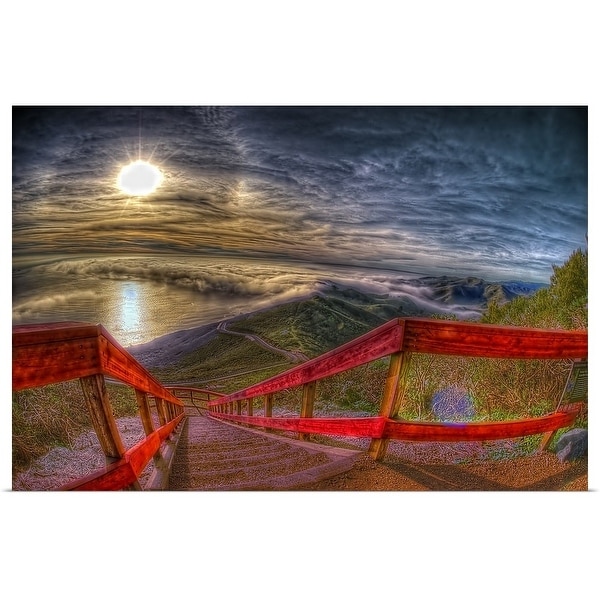 "View of sun into sea at Marin Headlands." Poster Print