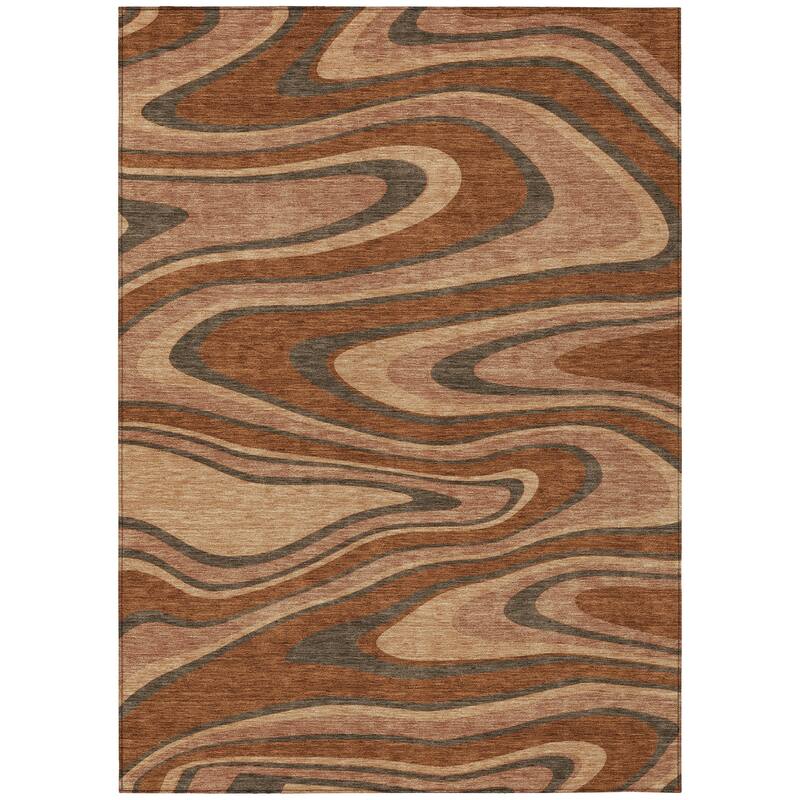 Machine Washable Indoor/ Outdoor Abstract Busey Chantille Rug