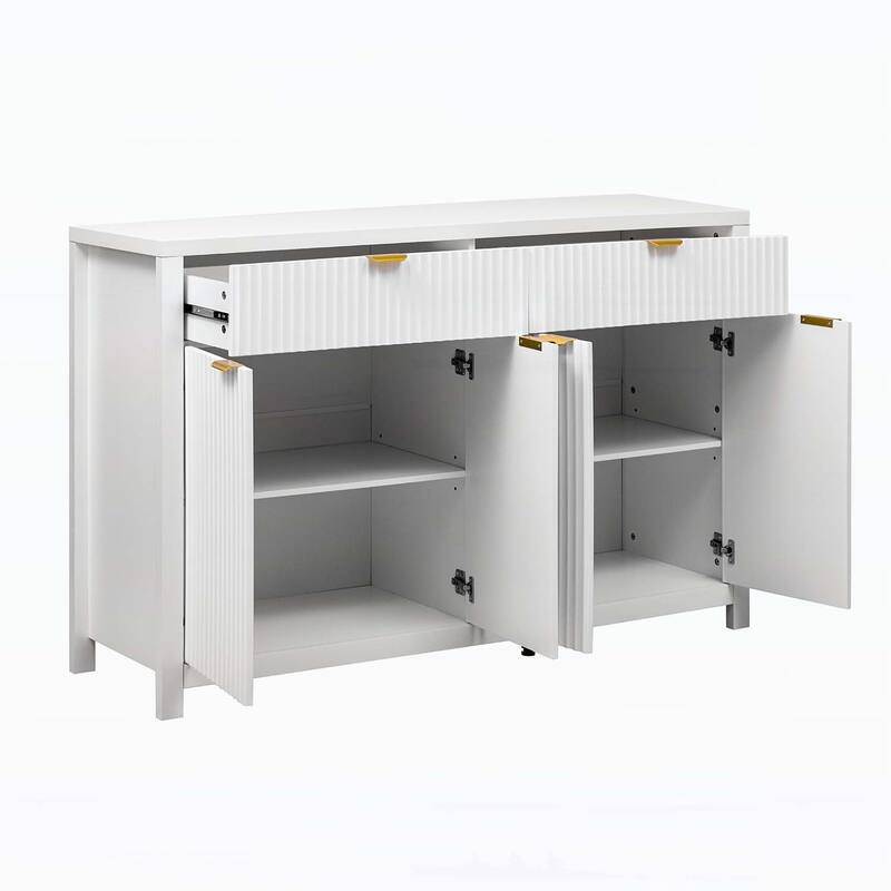 Modern Wave-Pattern Sideboard Cabinet with Drawers,Doors,for Various Living Spaces