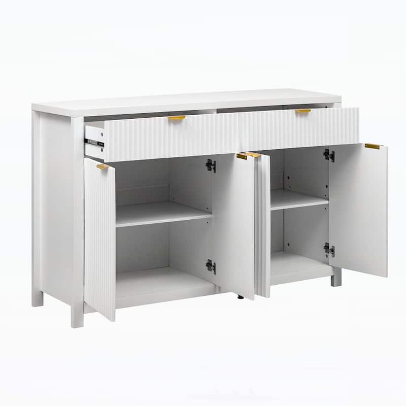 Stylish Wave-Pattern Sideboard Cabinet with Drawers and Doors