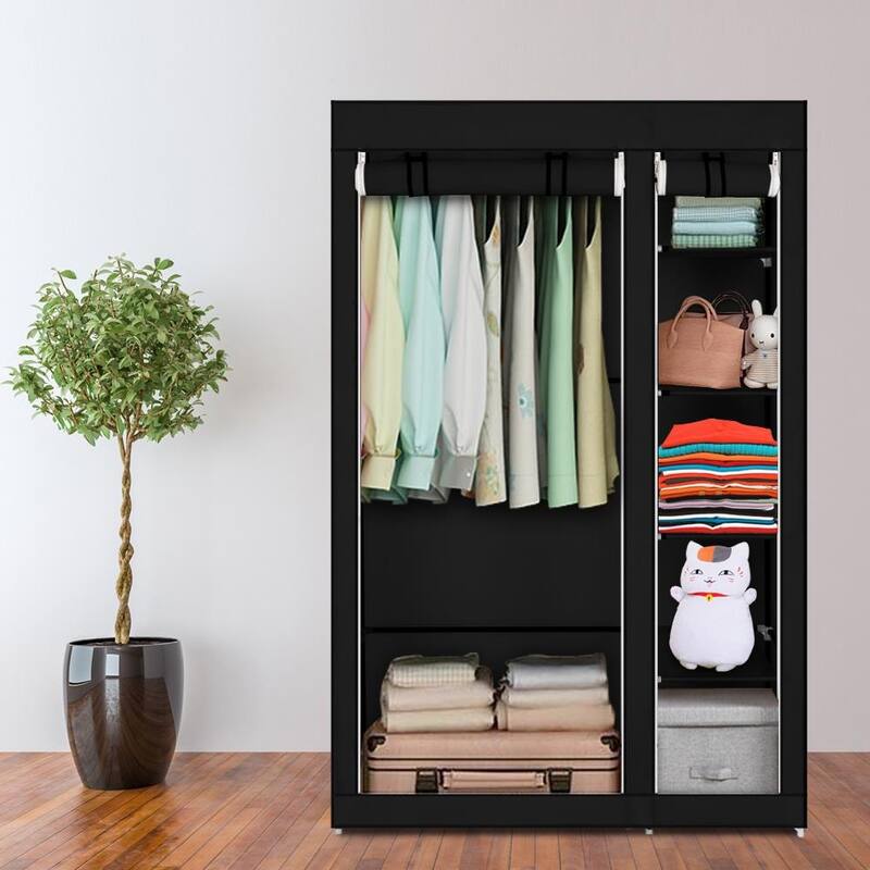 68" Portable Clothes Closet Non-woven Fabric Organizer Closet