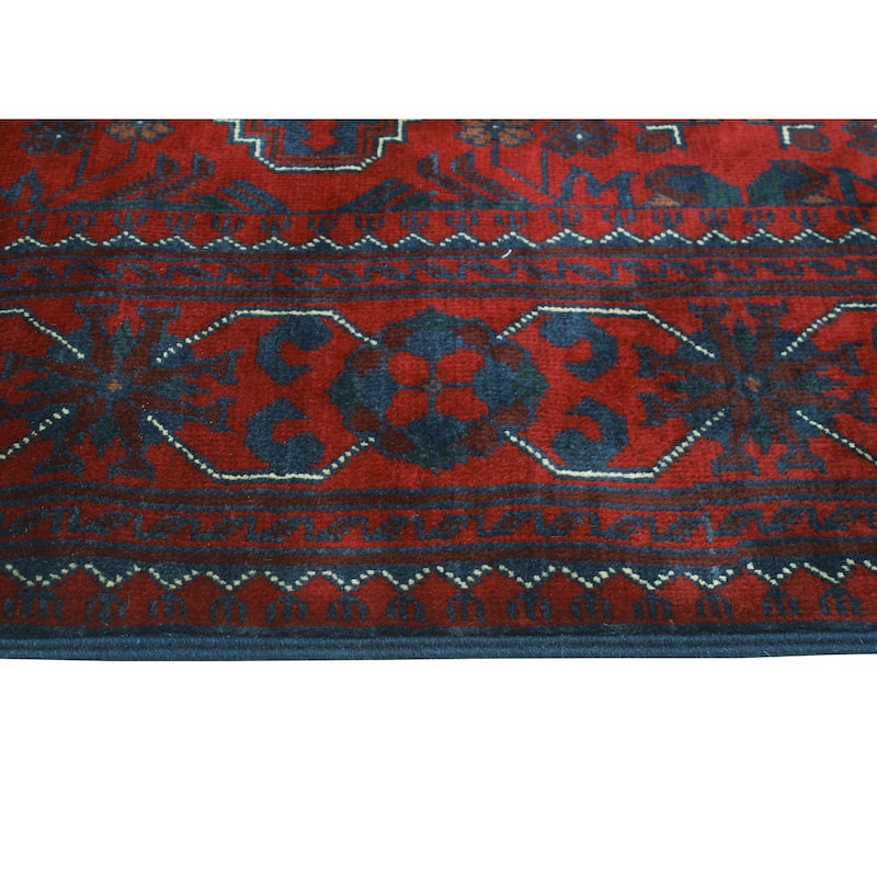 Khamyab Wally Red/Navy Runner - 2'11" x 16'11"