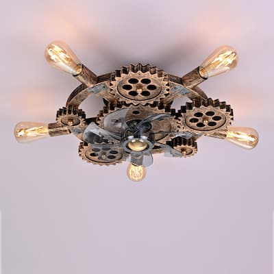 19.6" Industrial Farmhouse Ceiling Fan with Light & Remote,NOT Included Bulbs