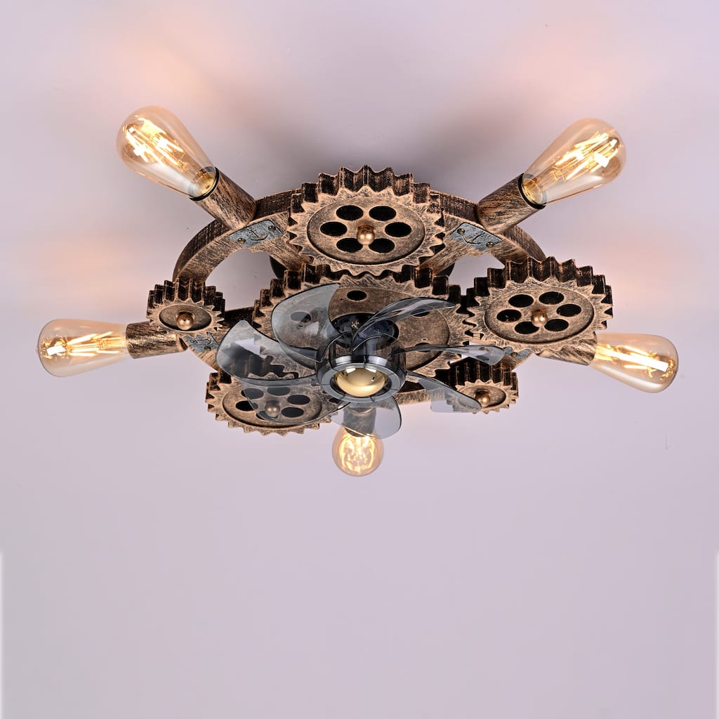 19.6" Industrial Farmhouse Ceiling Fan with Light & Remote,NOT Included Bulbs