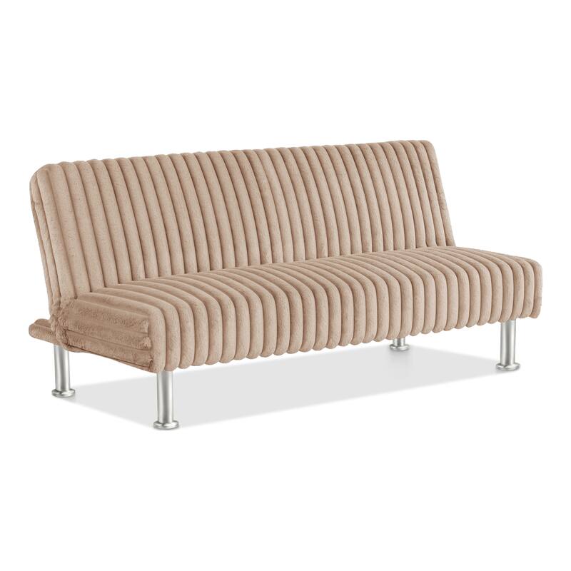 Furniture of America Draper I Modern Chenille Channel Tufted Fabric Futon Sofa Bed