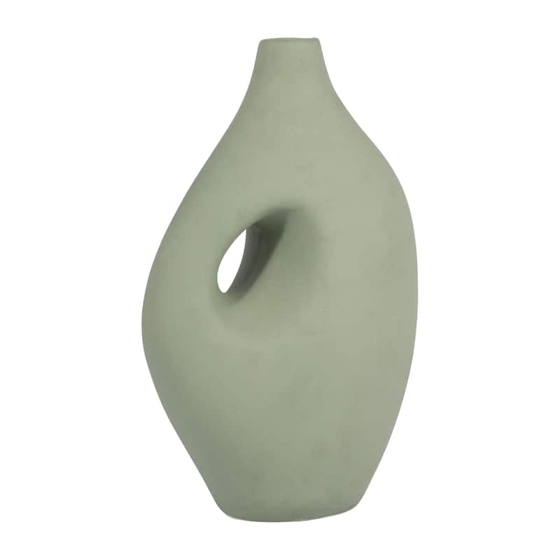 Sagebrook Home Ceramic 12" Nomadic Handle Vase, Novelty, 12"H, Solid