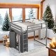 preview thumbnail 16 of 27, Multi-Functional Wood Full Size Loft Bed with Built-in Wardrobe and Storage Shelves, Led light, Maximized Space
