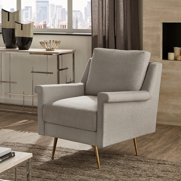 Shop Talia Grey Fabric Accent Chair with Gold Metal Legs ...