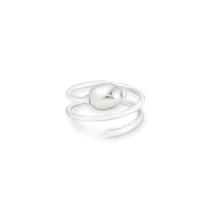 Kendra Scott Jayla Bright Silver Plated Brass And Baroque Pearl Ring