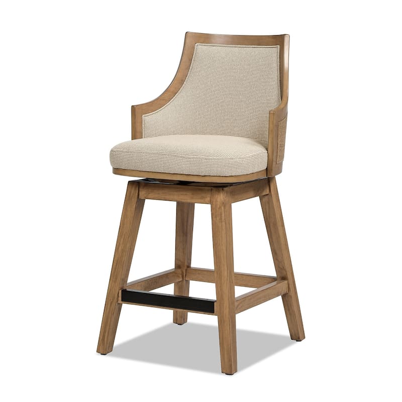 Bahama 26" Cane Rattan High-Back Swivel Counter Height Bar Stool