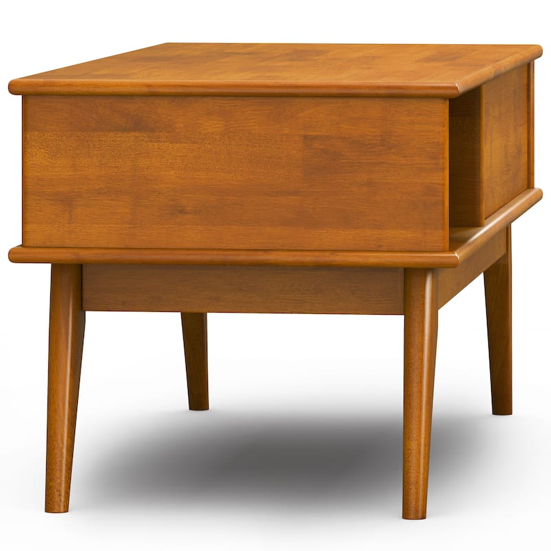 WYNDENHALL Tierney SOLID HARDWOOD 48 inch Wide Rectangle Mid Century Modern Lift Top Coffee Table in Teak Brown