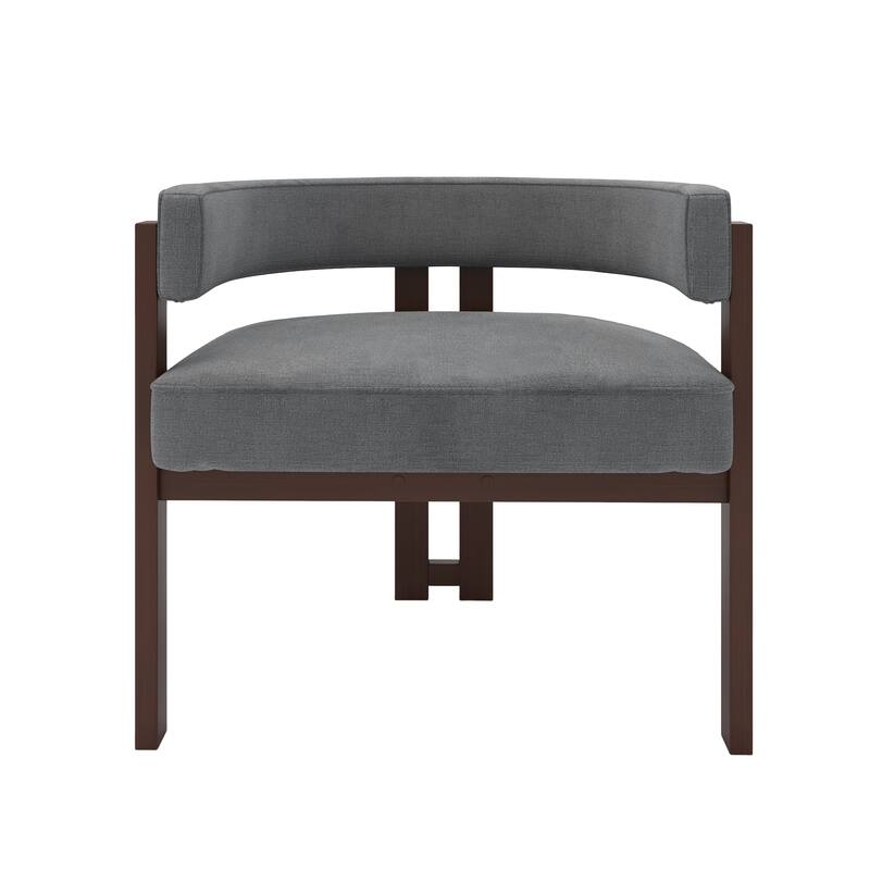 Modern Accent Chair, Upholstered Armchair with Open Back, 3 Legs Barrel Dining Chair Comfy Casual Side Chair Set of 2