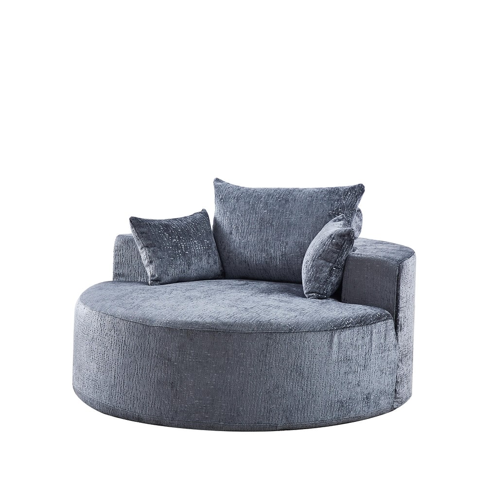 54'' Round Modular Single Sofa Chenille Sleeper Chair with Pillow