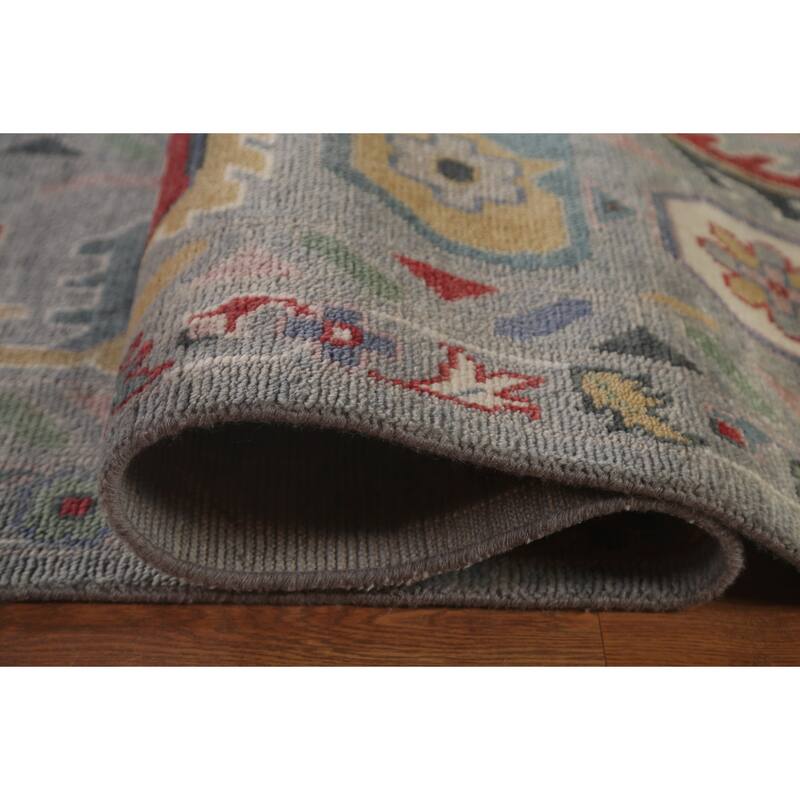 Transitional Grey Oushak Oriental Large Rug Hand-Knotted Wool Carpet - 12'1" x 14'8"
