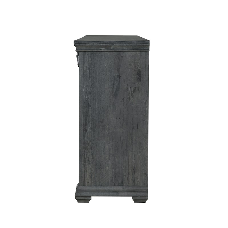 HomeRoots 64" Gray Wood Nine Drawer Triple Dresser