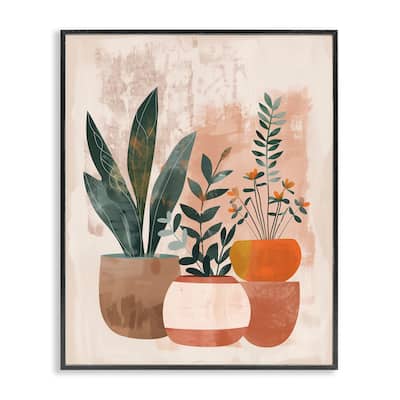 Stupell Earthy Boho Potted Plants Framed Giclee Art Design By LSR Creative Studio
