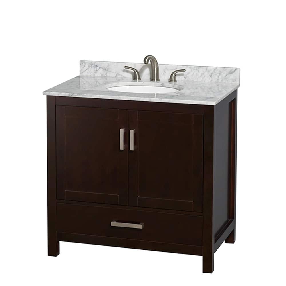 Wyndham Collection Sheffield 36" Freestanding Vanity Set with Hardwood