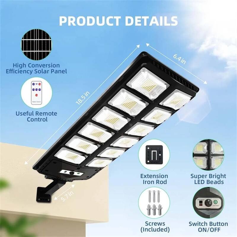 2-Pack of 800W Ultra Bright Solar Street Lights