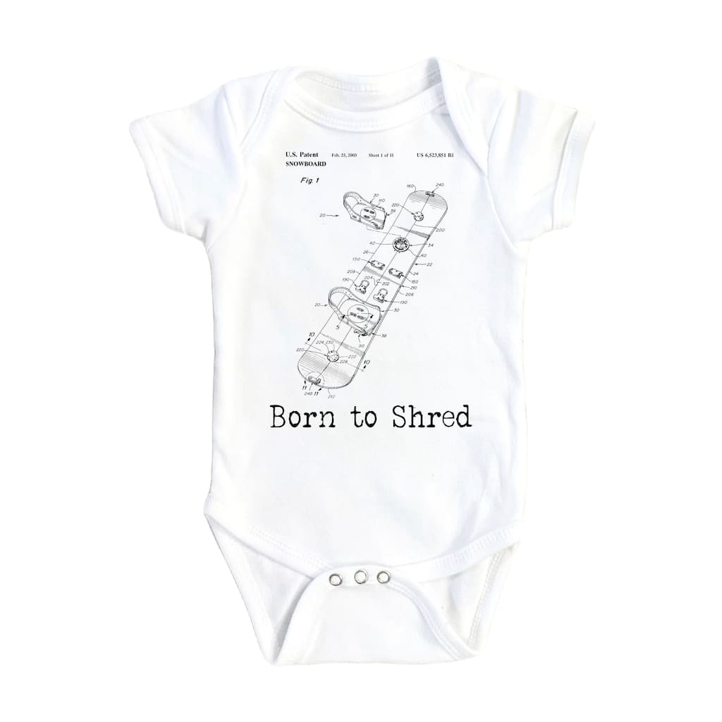 Snowboarding Patent - Baby Boy Girl Clothes Infant Bodysuit Funny Cute Newborn