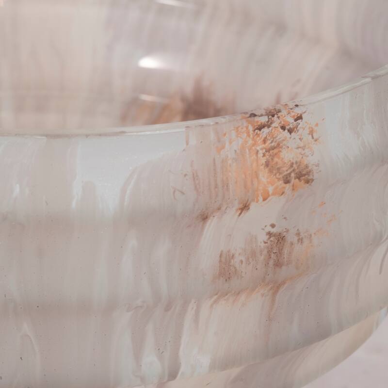 Glass Decorative Bowl with Fluted Contoured Design and Pedestal Base
