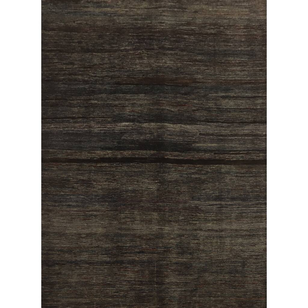 Vegetable Dye Wool Gabbeh Modern Area Rug Handmade Wool Carpet - 9' 7'' X 7' 11''
