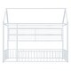 preview thumbnail 55 of 70, Metal House Bed with Metal Grid and Storage Shelves, Twin/Full Size Floor Montessori Bed with Roof Frame and Fence Guardrails