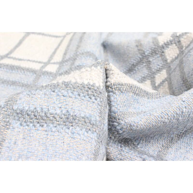 ECARPETGALLERY Flat-Weave Ankara FW Slate Blue Wool Kilim - 5'1 x 7'10