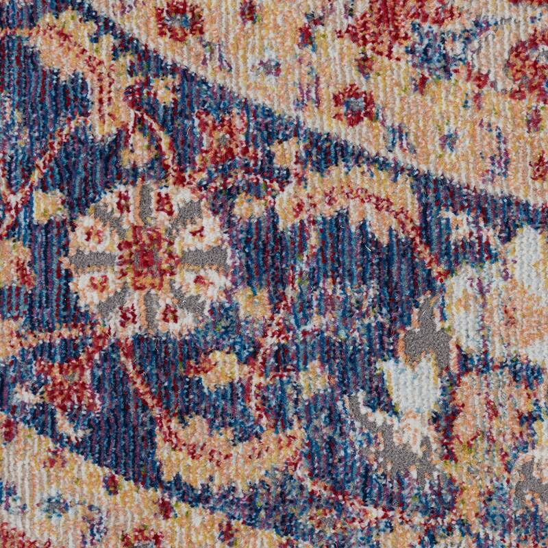 Fekor Power Loomed Distressed Geometric Floral Traditional Non Skid Area Rug By HomeRoots - 72' X '72' X '0.5