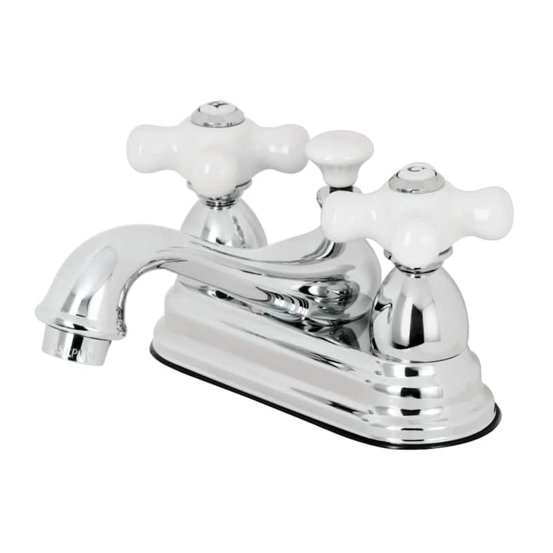 Kingston Brass Restoration Two-Handle 3-Hole Deck Mount 4 in. Centerset Bathroom Faucet - Polished Chrome