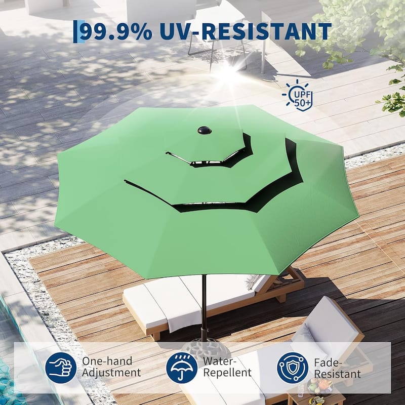 10Ft 3-Tier Patio Umbrella, with Vents, Easy Crank & Tilt