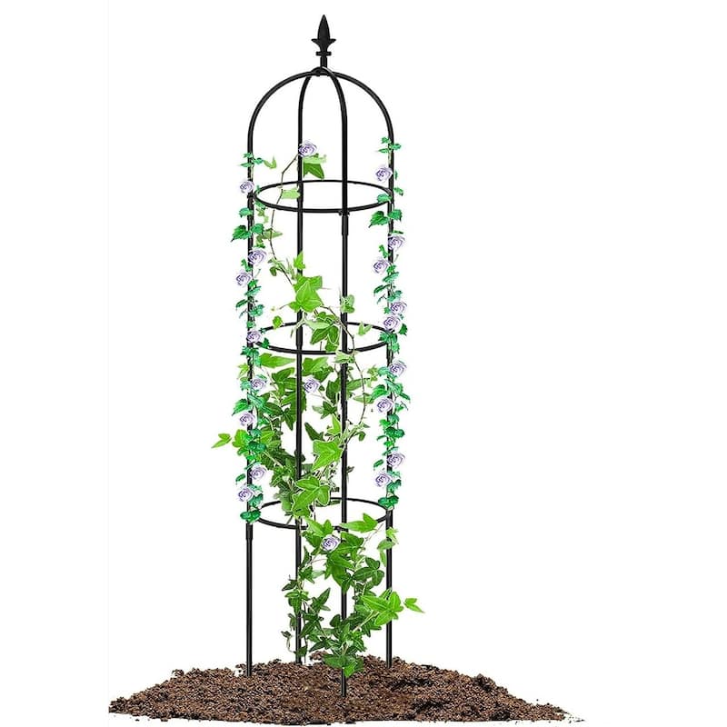 69.7'' Black Garden Trellis for Vines and Flowers Weather-Resistant Obelisk Climbing Frame for Outdoor Decor - 10.2"Dia x 64.2"H - Black