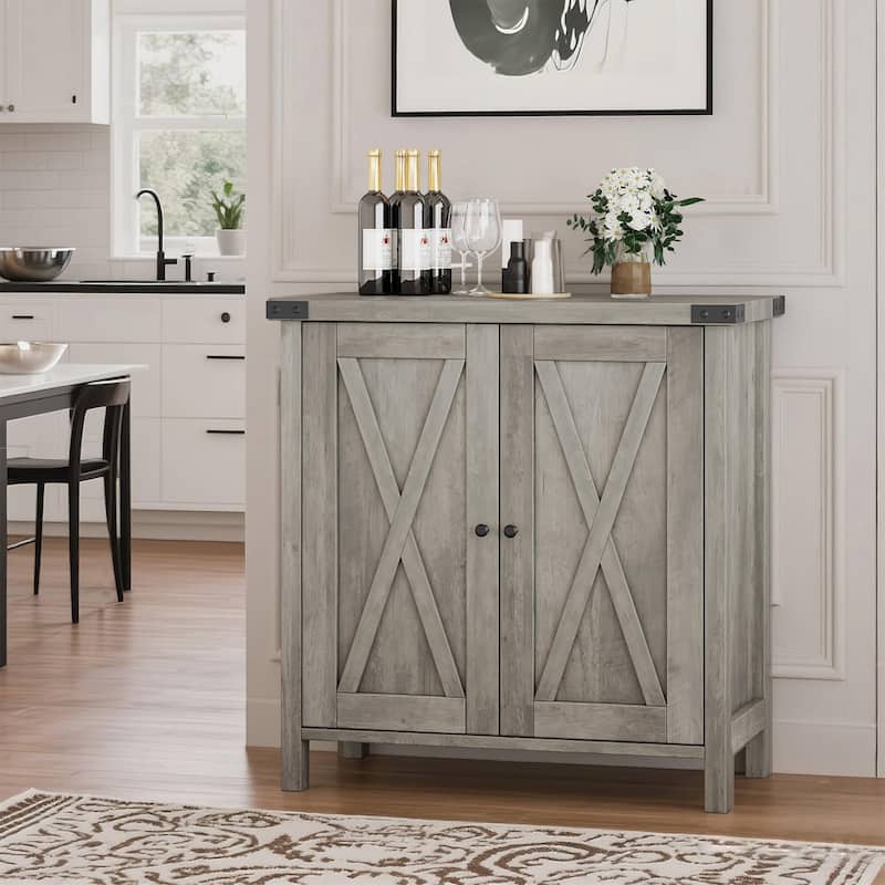 Storage Cabinet 15.7" d x 30" w x 31.5" h, Sideboard Buffet Cabinet with 2 Doors and Adjustable Shelves