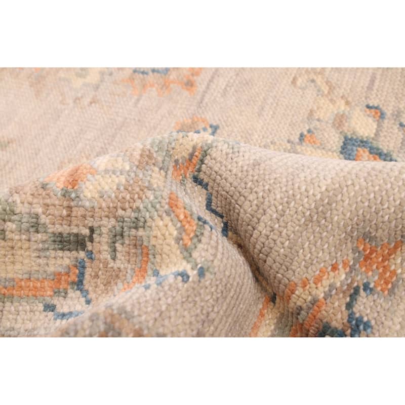 ECARPETGALLERY Hand-knotted Modern Oushak Light Grey Wool Rug - 6'0 x 8'11