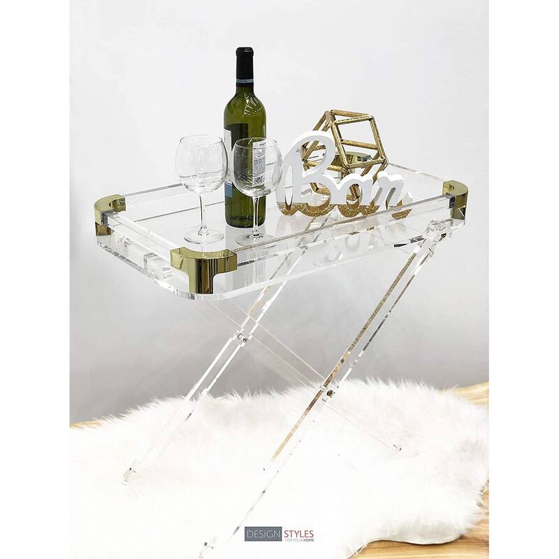 Designstyles Acrylic Folding Table Clear Design w/Chrome or Gold Trim