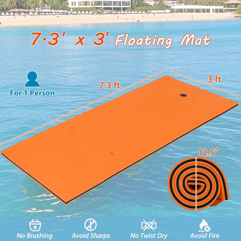 Costway 3-Layer Tear-proof Water Mat Floating Pad Island Water Sports