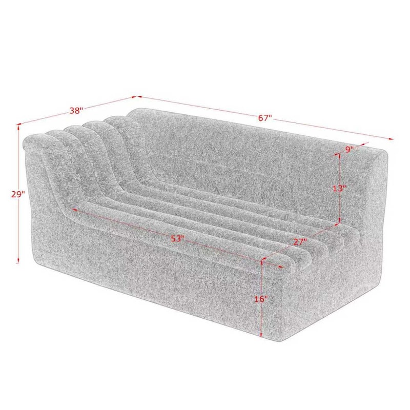 Roomfitters L-Shaped Modular Sectional Sofa with Chaise, Chenille Upholstery and Wave-Shaped Armrest